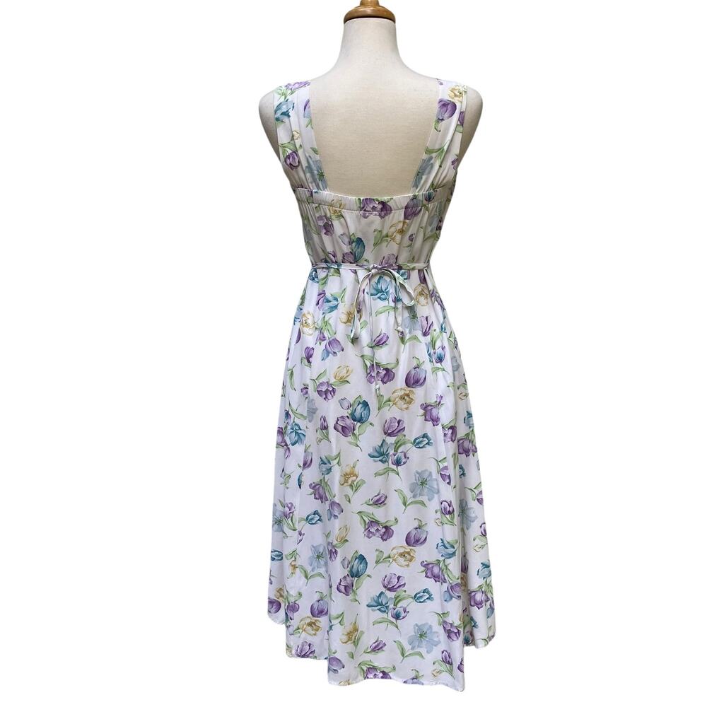 VTG 90s Dress New Moves Sz S Sz Floral Knee Length Tie Back Coquette Prairie - Picture 8 of 15